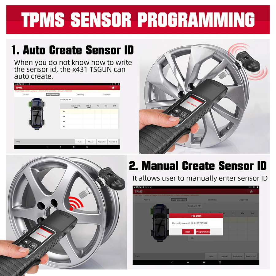 Launch-X-431-TSGUN-TPMS-Tire-Pressure-Detector-with-4pcs-Launch-LTR-01-RF-Sensor-315MHz-433MHz-AD184SO599-4